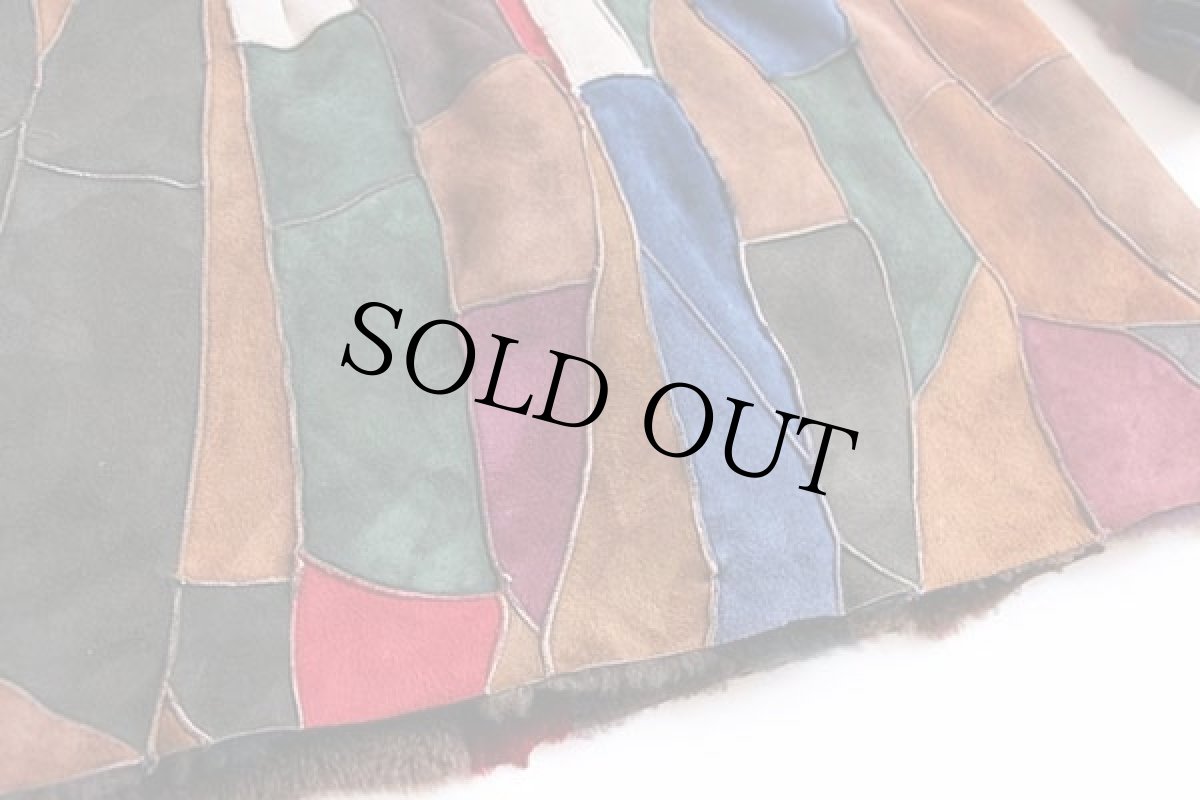 画像6: WILSONS クレイジー パッチワーク シープスキン リアル ムートンコート (6)