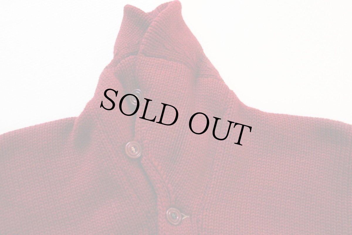 画像4: 40s O'Shea ショールカラー ローゲージ ウールニット  カーディガン 赤 (4)