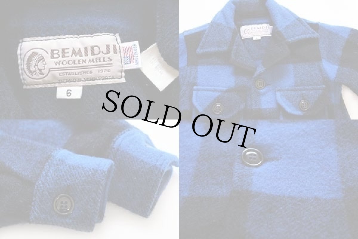 画像3: USA製 BEMIDJIベミジ バッファローチェック ウール シャツジャケット 青×黒 キッズ6 (3)