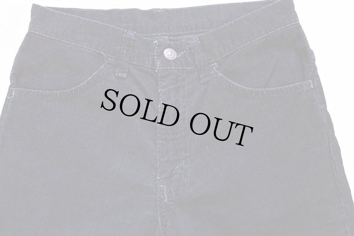 画像2: 70s USA製 Levi'sリーバイス 646 コーデュロイパンツ 後染め 黒 w30★ベルボトム (2)