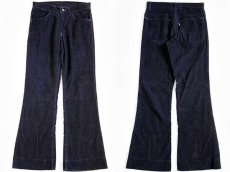 画像1: 70s USA製 Levi'sリーバイス 646 コーデュロイパンツ 後染め 黒 w30★ベルボトム (1)