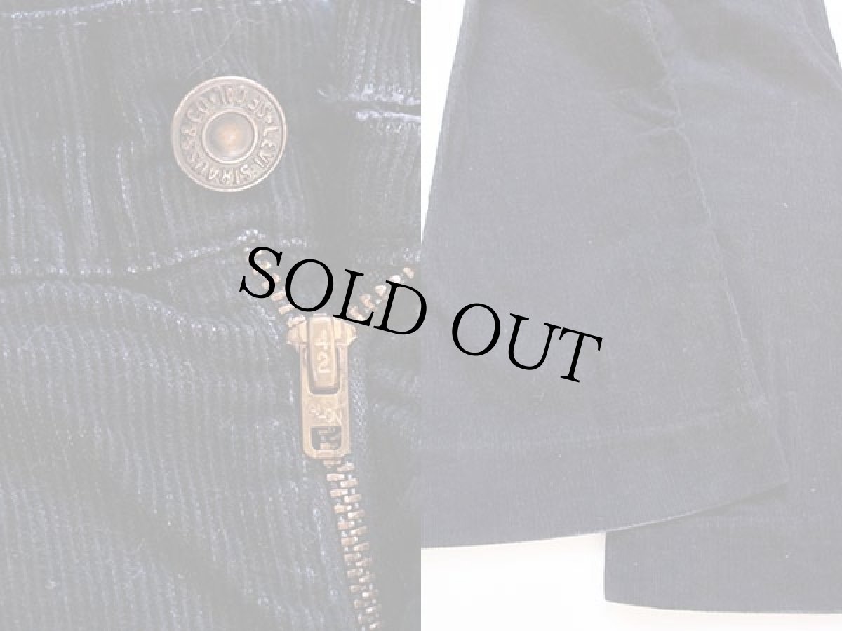 画像3: 70s USA製 Levi'sリーバイス 646 コーデュロイパンツ 後染め 黒 w30★ベルボトム (3)