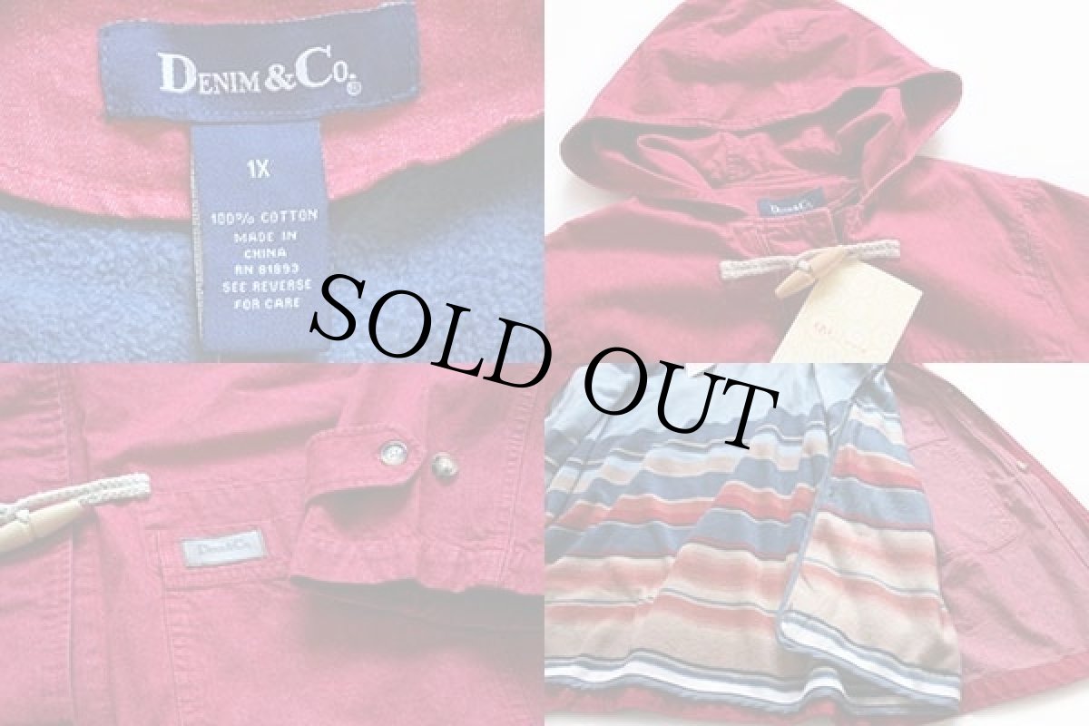 画像4: 未使用★DENIM&Co. ライナー付き カラーデニム ダッフルコート 赤 1X (4)