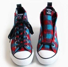 画像1: 未使用★CONVERSEコンバース×Woolrichウールリッチ ウール サイドゴア バッファローチェック 赤×青 (1)