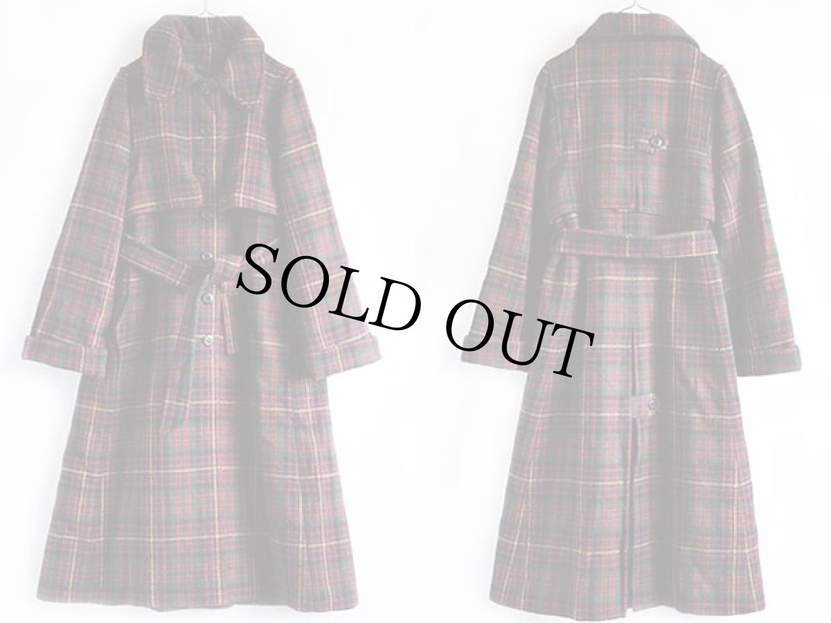 画像2: 70s PEABODY HOUSE タータンチェック ロング ウールコート (2)