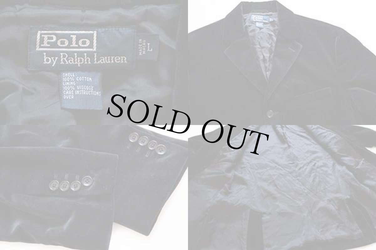 画像3: ポロ ラルフローレン ベロア テーラードジャケット 黒 L (3)