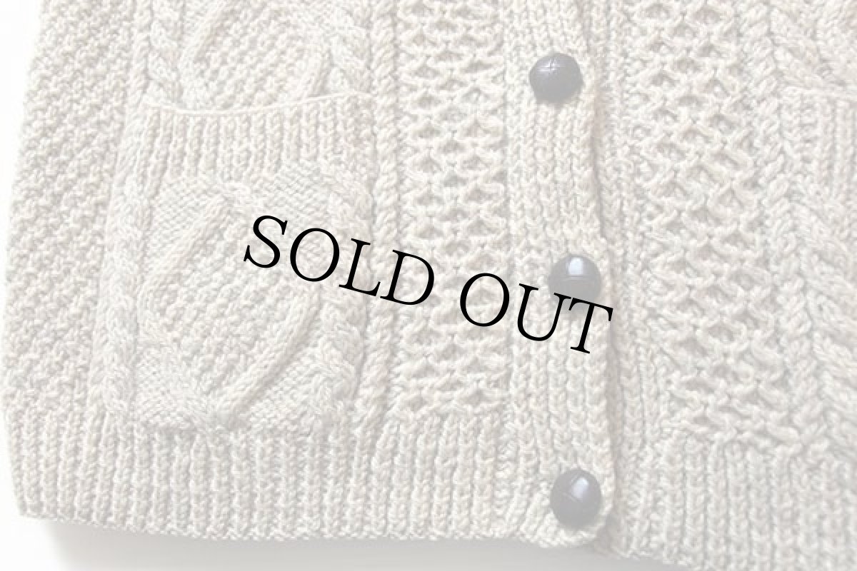 画像5: アイルランド製 traditional ケーブル編み ウール ハンドニット カーディガン グレーベージュ★フィッシャーマン (5)