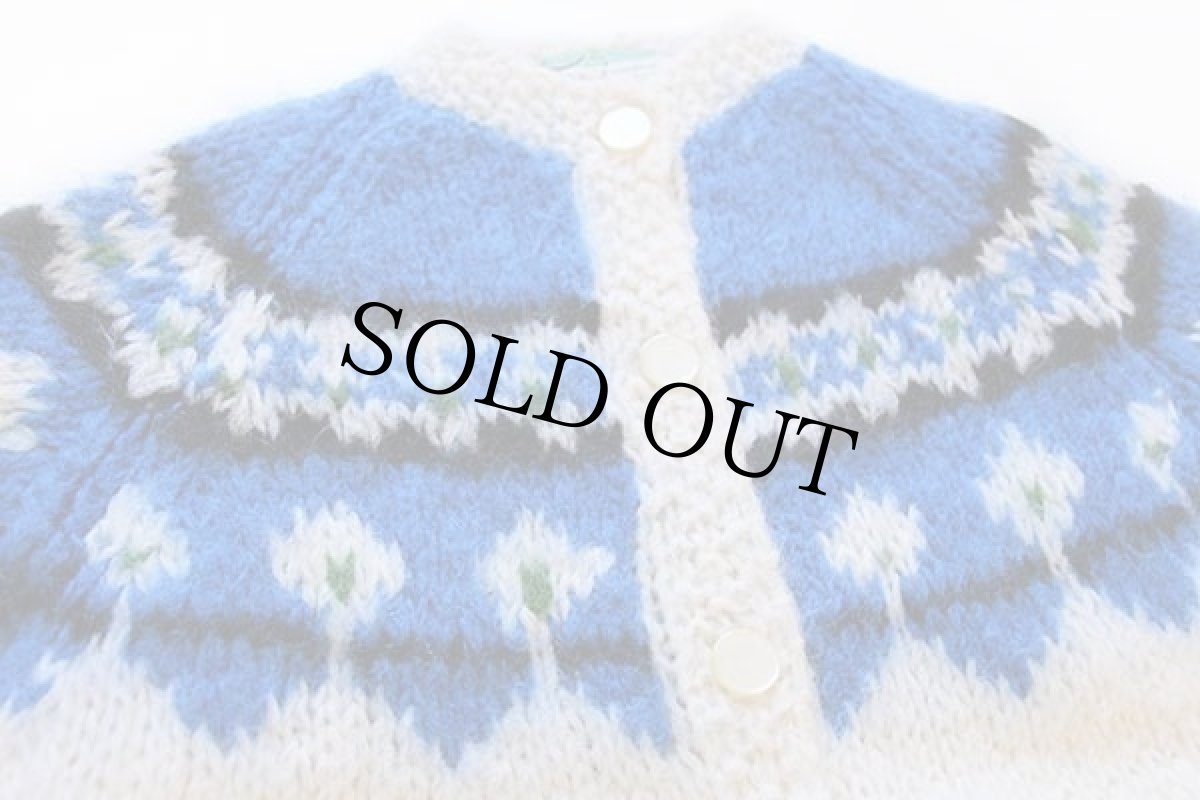 画像3: 60s イタリア製 Tami KNITWEAR 丸ヨーク ノルディック柄 モヘヤ ハンドニット カーディガン (3)