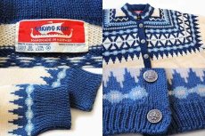 画像3: ノルウェー製 VIKING KNIT ノルディック柄 スタンドカラー ウール ハンドニット カーディガン (3)