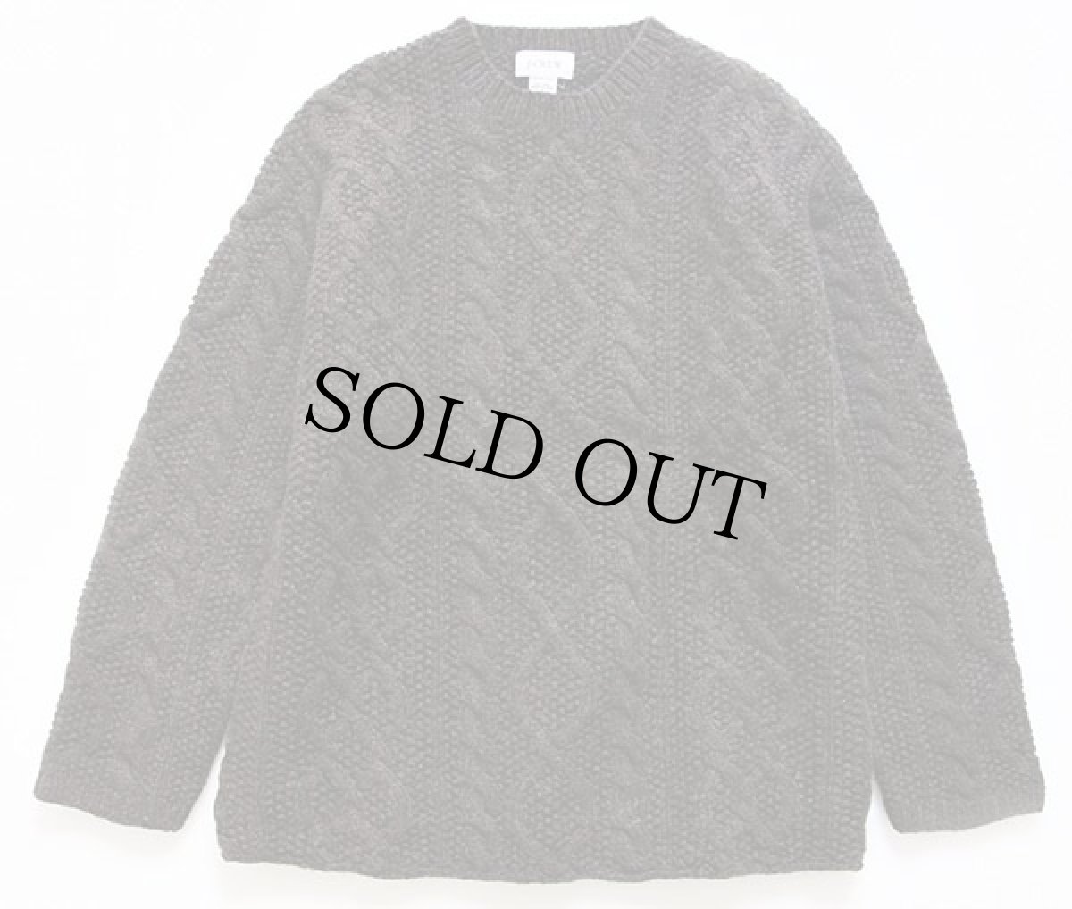 画像1: 00s J.CREW ケーブル編み ウール ハンドニット セーター 焦げ茶 S★フィッシャーマン (1)