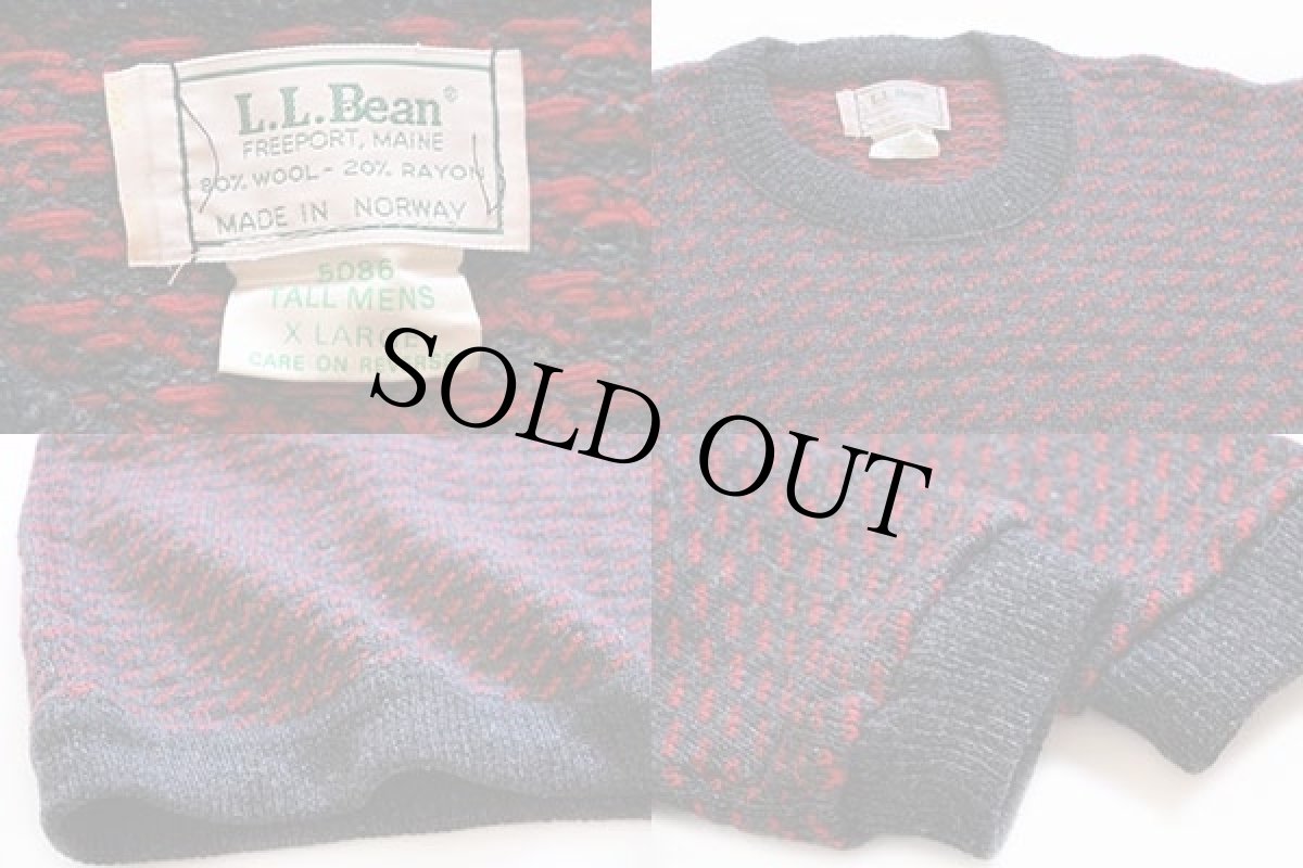 画像3: 80s ノルウェー製 L.L.Bean ノルウェージャン バーズアイ ウールニット セーター XL (3)