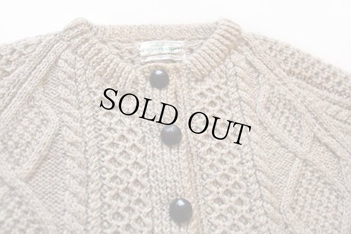 画像3: アイルランド製 traditional ケーブル編み ウール ハンドニット カーディガン グレーベージュ★フィッシャーマン (3)