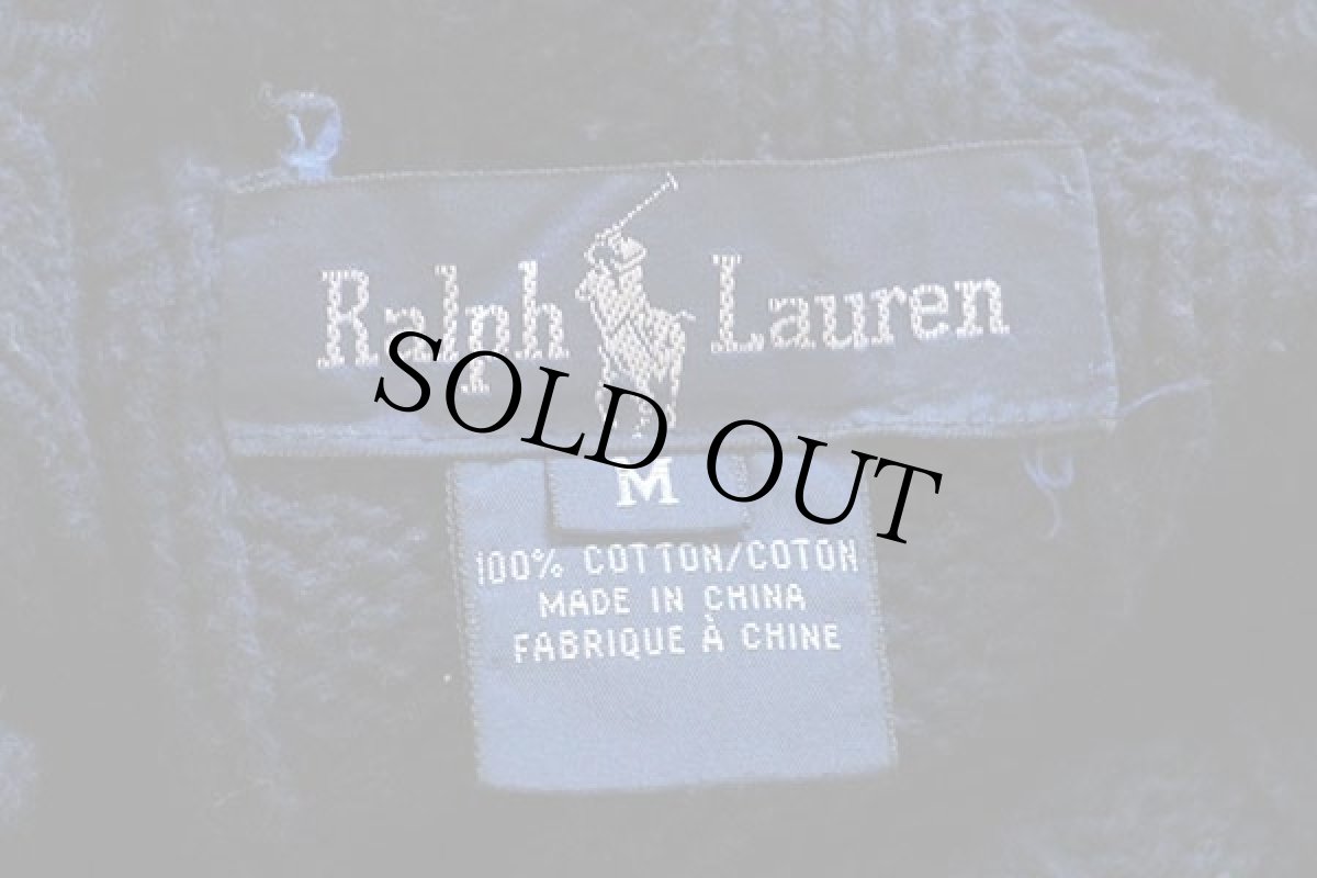 画像4: 90s ラルフローレン 星条旗 タートルネック コットンニット セーター 紺 M (4)