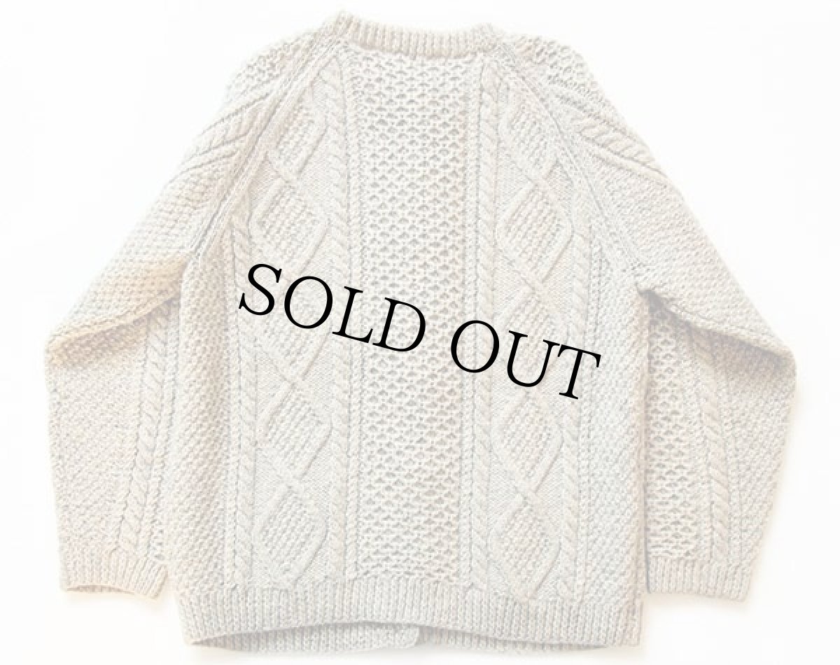 画像2: アイルランド製 traditional ケーブル編み ウール ハンドニット カーディガン グレーベージュ★フィッシャーマン (2)