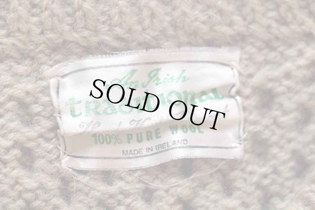 画像4: アイルランド製 traditional ケーブル編み ウール ハンドニット カーディガン グレーベージュ★フィッシャーマン (4)