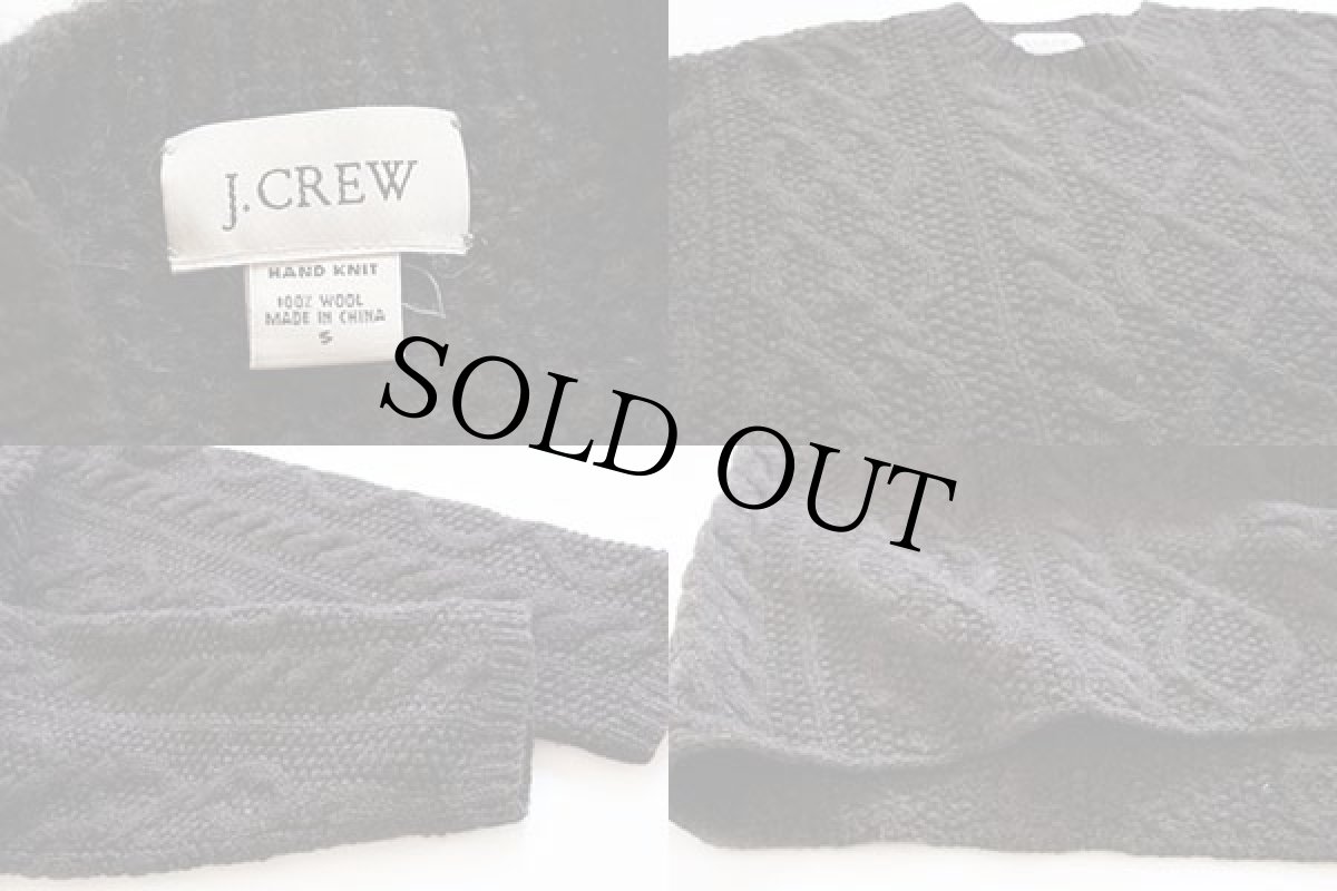 画像3: 00s J.CREW ケーブル編み ウール ハンドニット セーター 焦げ茶 S★フィッシャーマン (3)