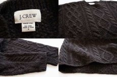 画像3: 00s J.CREW ケーブル編み ウール ハンドニット セーター 焦げ茶 S★フィッシャーマン (3)
