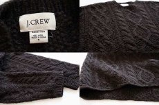 画像3: 00s J.CREW ケーブル編み ウール ハンドニット セーター 焦げ茶 S (3)