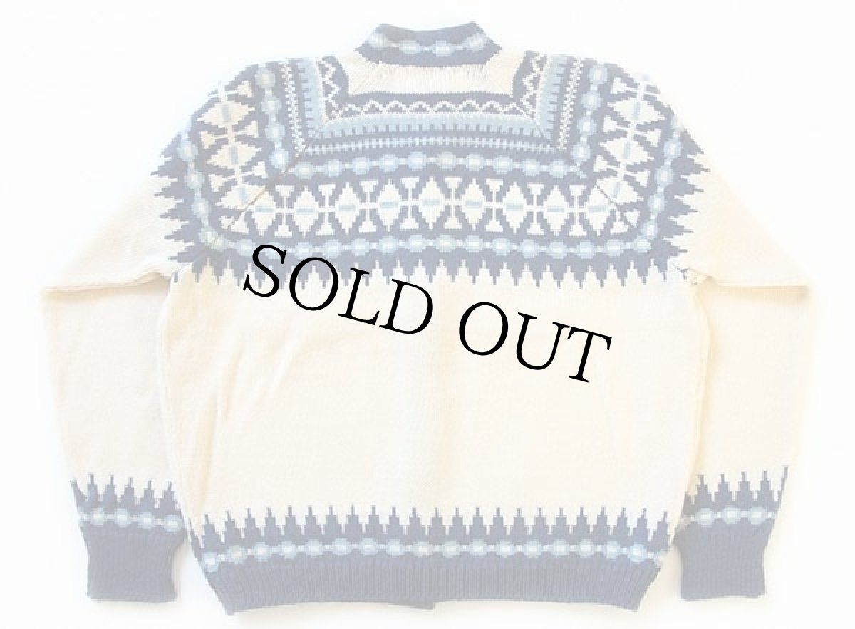 画像2: ノルウェー製 VIKING KNIT ノルディック柄 スタンドカラー ウール ハンドニット カーディガン (2)