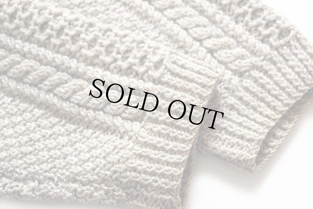 画像6: アイルランド製 traditional ケーブル編み ウール ハンドニット カーディガン グレーベージュ★フィッシャーマン (6)