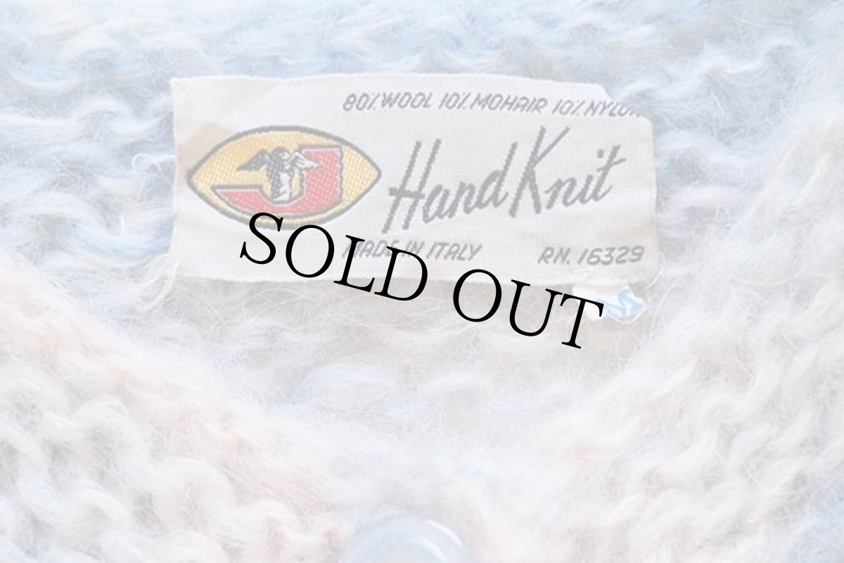 画像4: 60s イタリア製 モヘヤ ハンドニット カーディガン パステルカラー M (4)