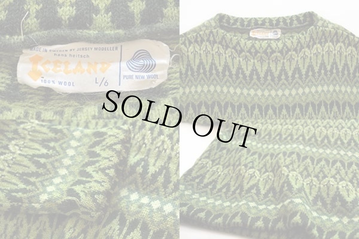 画像3: 60s スウェーデン製 ICELAND JERSEY MODELLER ノルディック柄 ボートネック ウールニット セーター L (3)