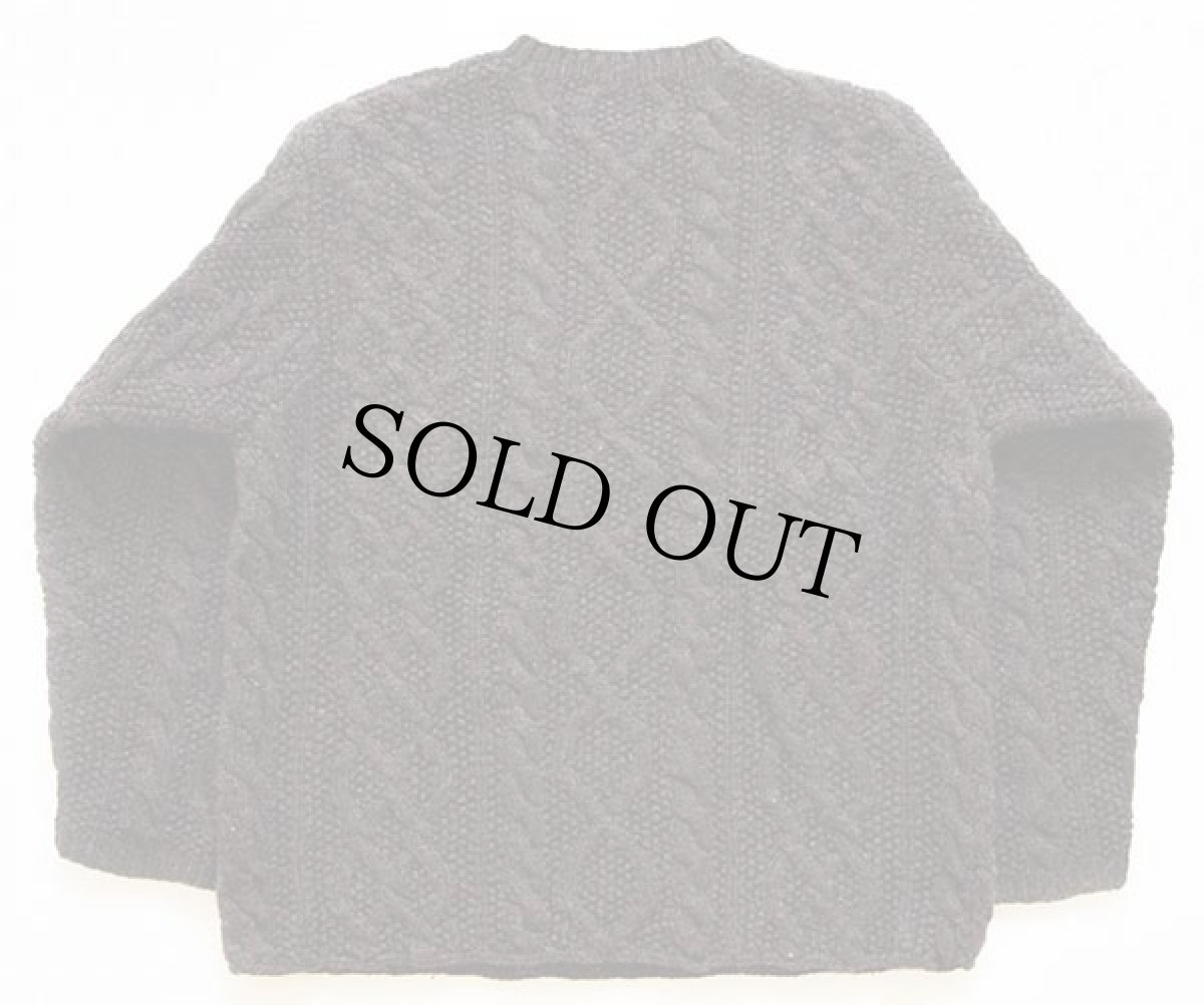 画像2: 00s J.CREW ケーブル編み ウール ハンドニット セーター 焦げ茶 S★フィッシャーマン (2)