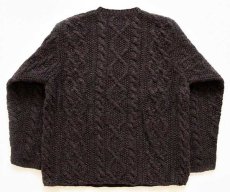 画像2: 00s J.CREW ケーブル編み ウール ハンドニット セーター 焦げ茶 S★フィッシャーマン (2)