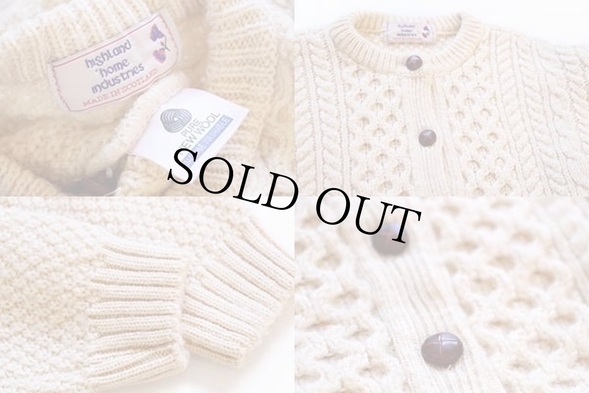 画像3: スコットランド製 highland home ケーブル編み ウールニット カーディガン ナチュラル キッズ★フィッシャーマン (3)