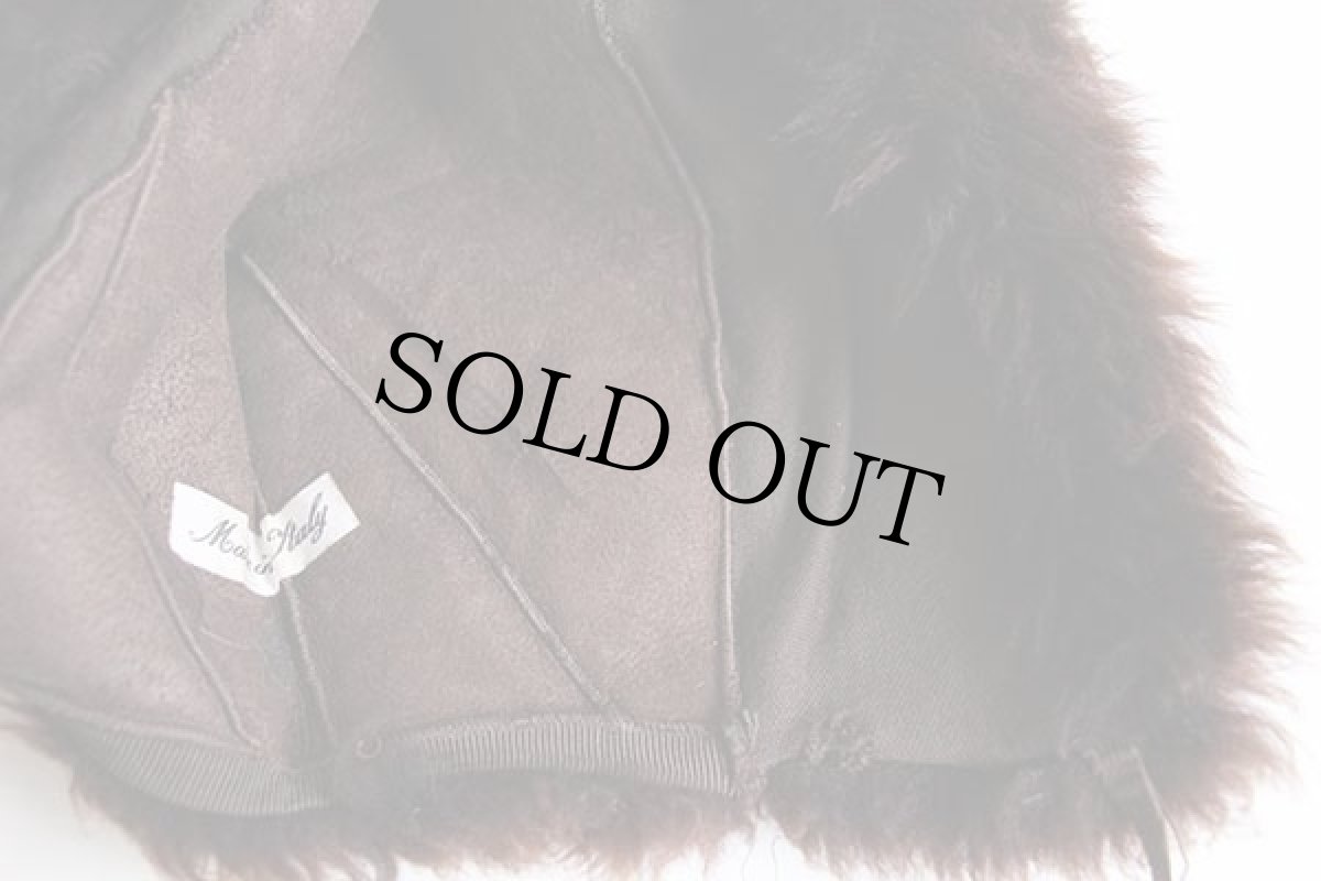 画像4: ビンテージ イタリア製 耳当て付き リアル ファー キャップ 焦げ茶★エスキモー (4)