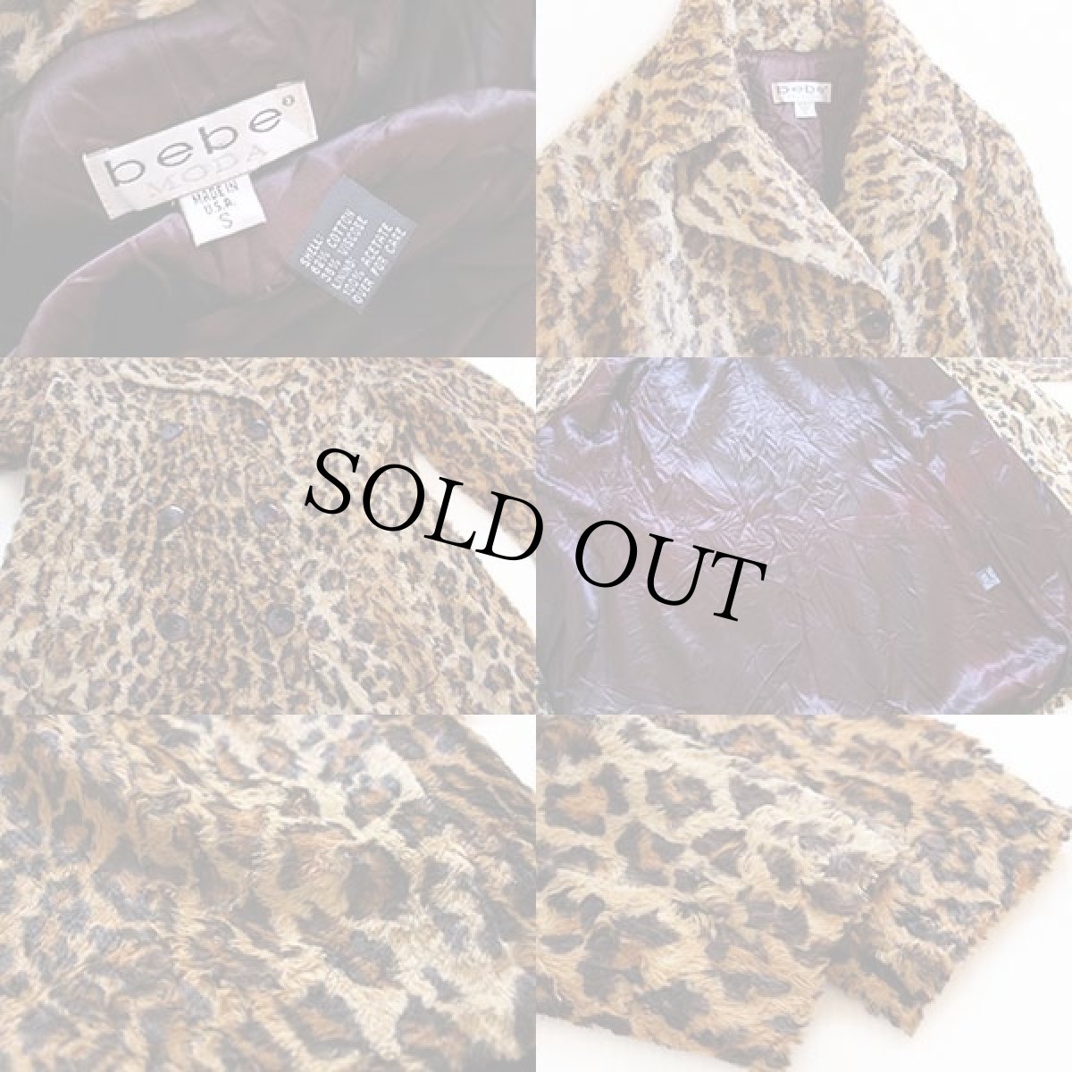 画像3: USA製 bebe MODA レオパード柄 ダブルブレスト フェイクファージャケット S (3)