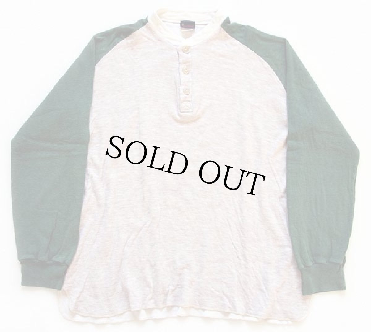 画像2: 80s duofold ツートン ヘンリーネック 2レイヤー アンダーシャツ オートミール×緑 L (2)