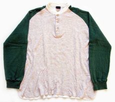 画像2: 80s duofold ツートン ヘンリーネック 2レイヤー アンダーシャツ オートミール×緑 L (2)