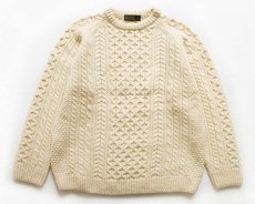 画像1: BLARNEY ケーブル編み ウールニット セーター ナチュラル L★フィッシャーマン (1)