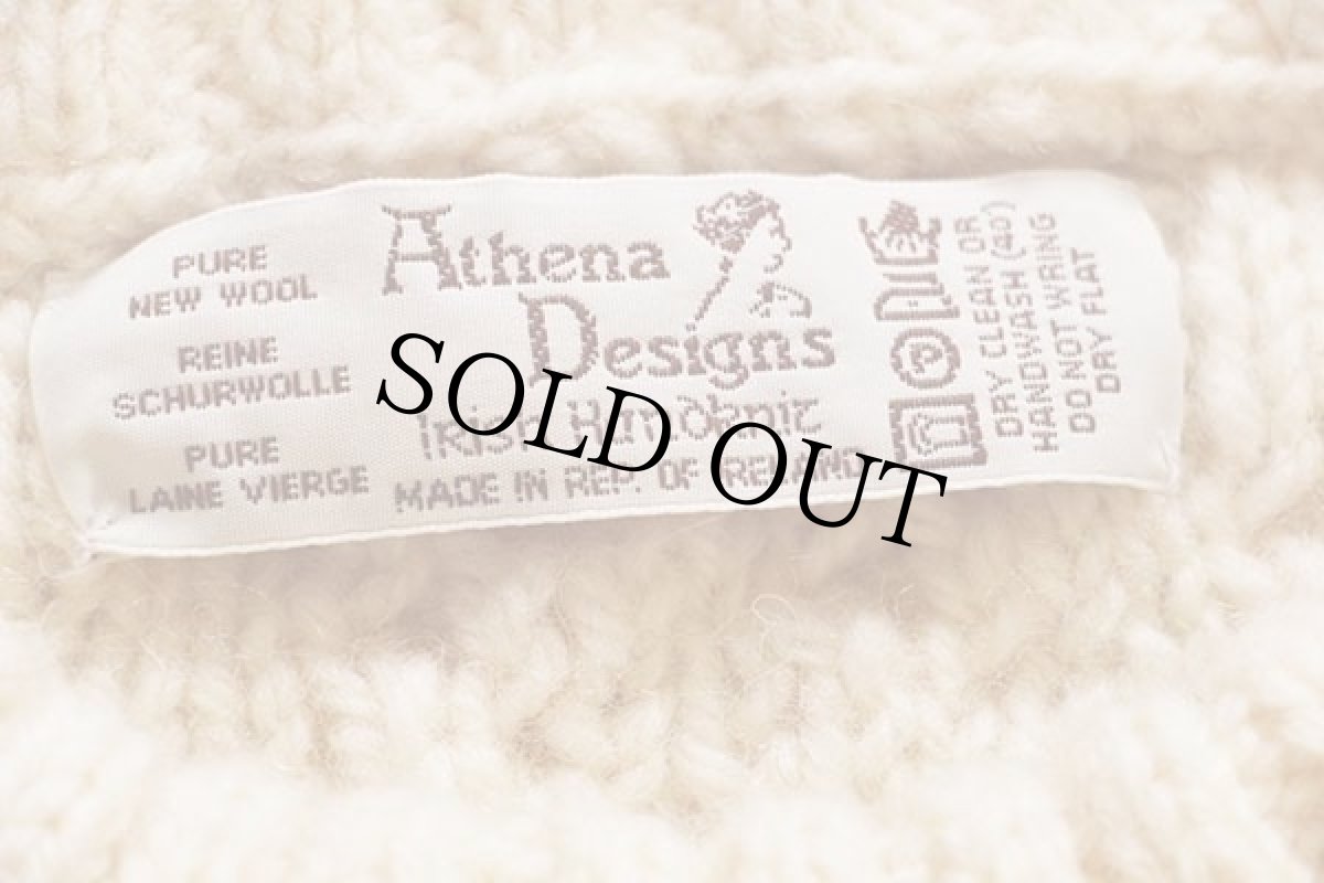 画像4: アイルランド製 Athena Designs ケーブル編み ウール ハンドニット セーター ナチュラル★フィッシャーマン (4)