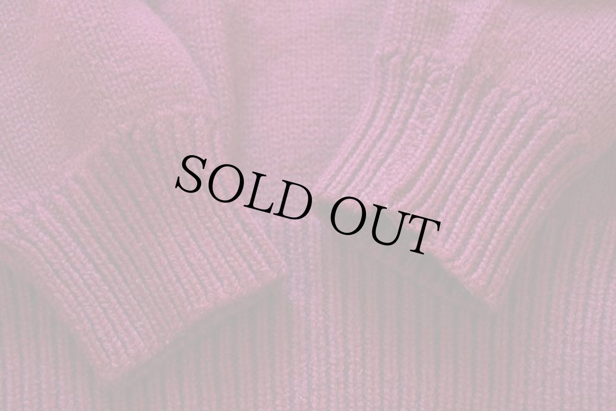 画像6: 50s PEARSON フェルトパッチ付き ボートネック ローゲージ ウールニット レタードセーター ワインレッド (6)