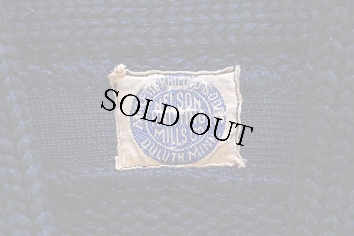 画像4: 40s NELSON KNITTING パッチ付き ローゲージ ウールニット レタードカーディガン 紺 (4)