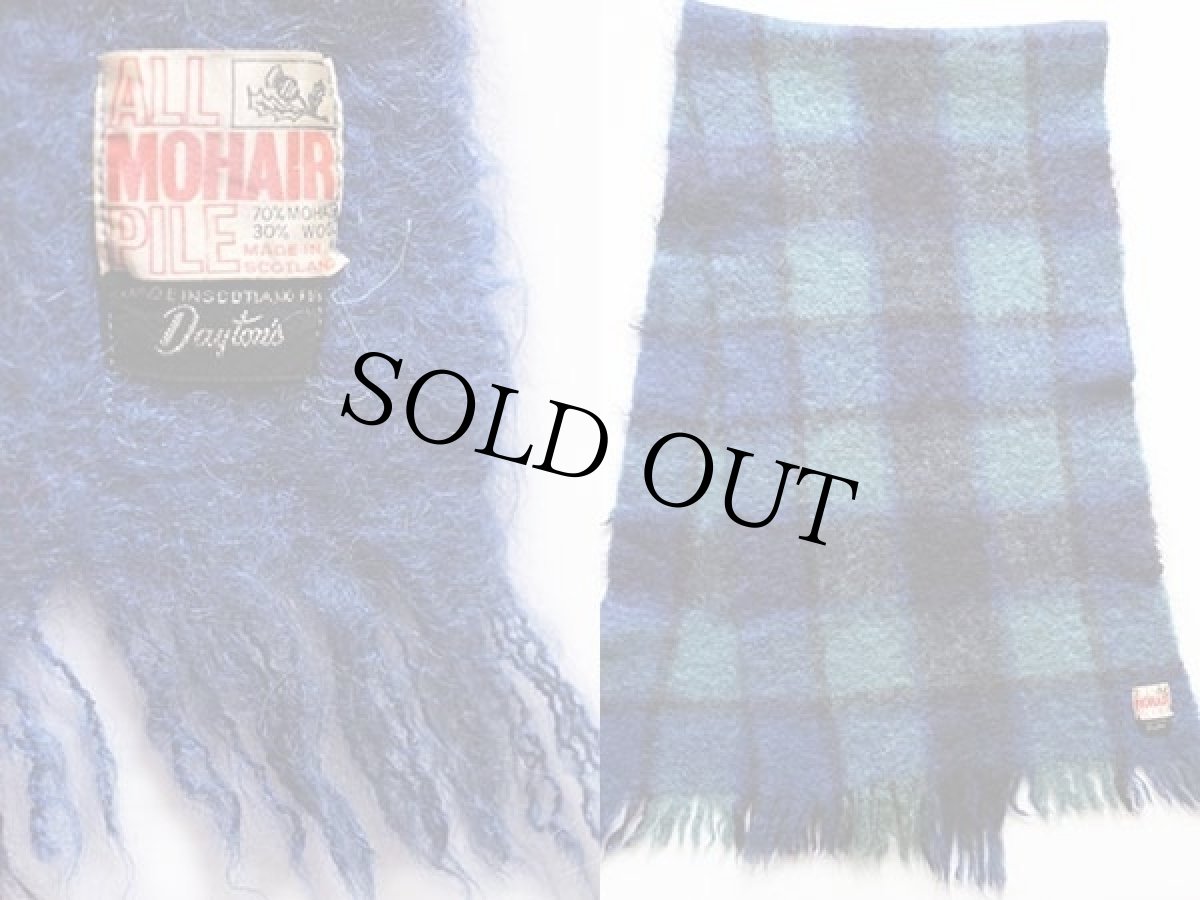 画像2: ビンテージ スコットランド製 Dayton's チェック モヘヤ パイル ストール (2)