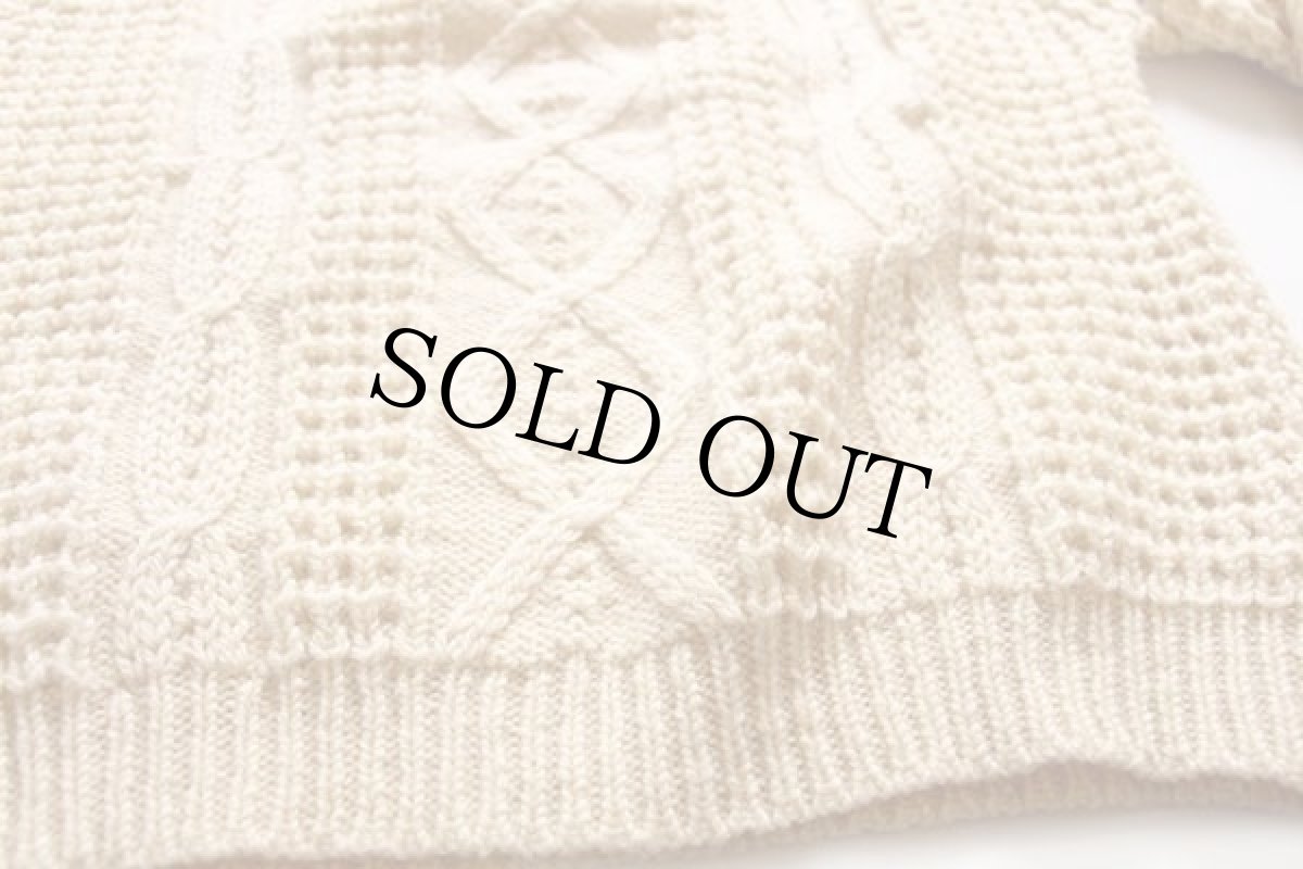 画像5: アイルランド製 gaeltarra ケーブル編み ウール ハンドニット セーター ナチュラル 42★フィッシャーマン (5)