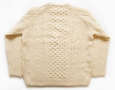 画像2: BLARNEY ケーブル編み ウールニット セーター ナチュラル L★フィッシャーマン (2)