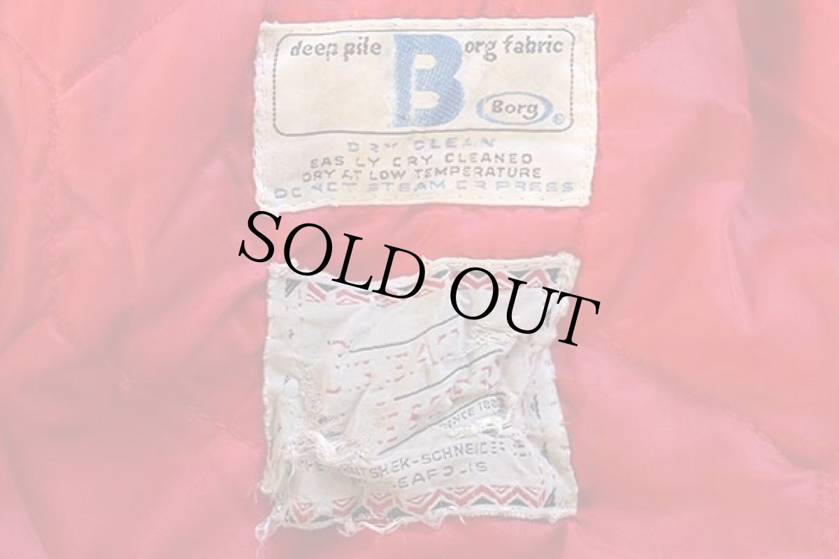 画像6: 60s deep pile borg fabric キルティングライナー フェイクファーコート M (6)