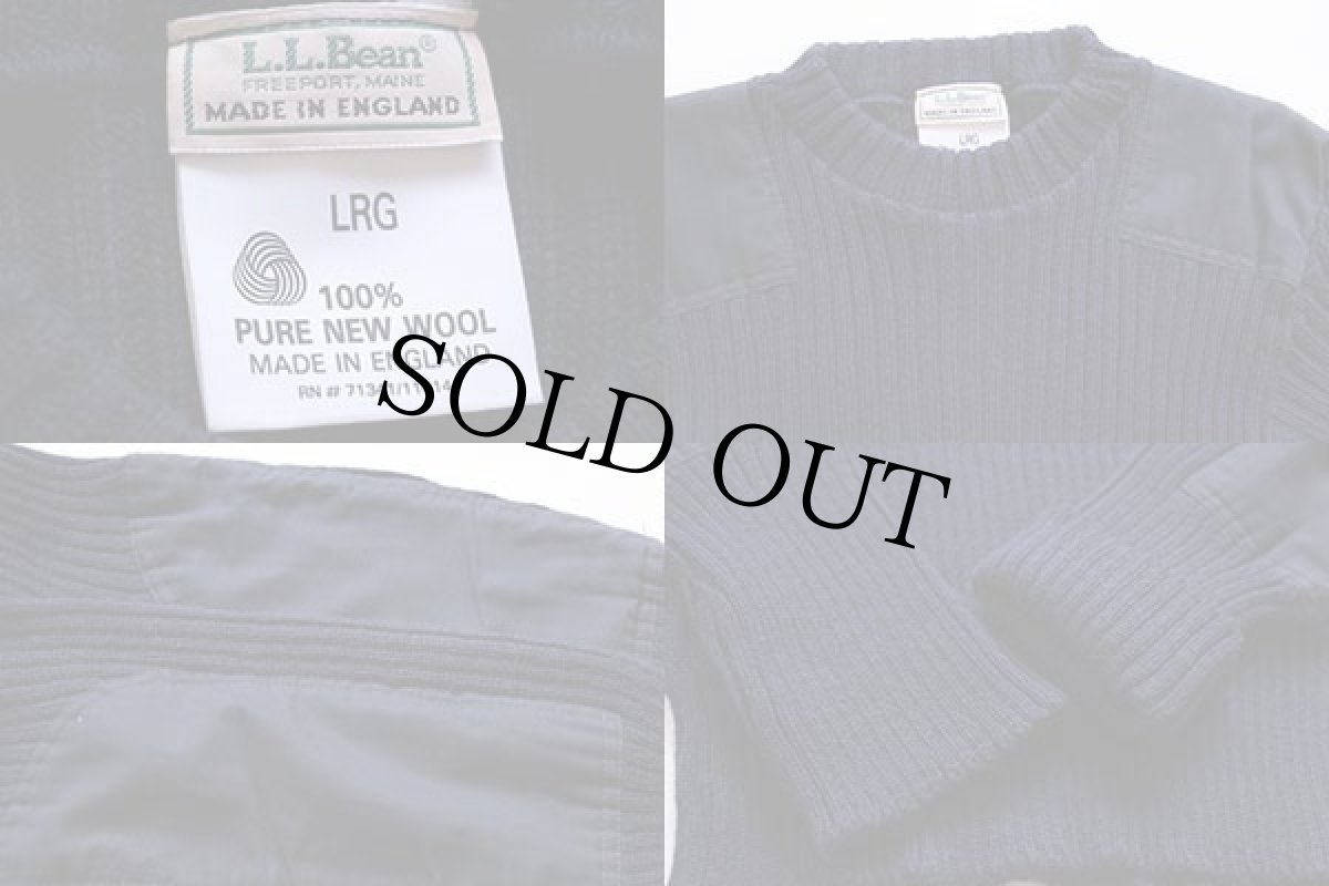 画像3: 80s 英国製 L.L.Bean ウールニット コマンドセーター 紺 L (3)
