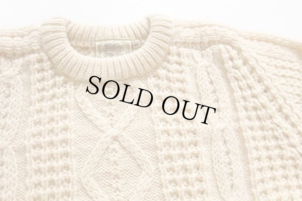 画像3: アイルランド製 gaeltarra ケーブル編み ウール ハンドニット セーター ナチュラル 42★フィッシャーマン (3)