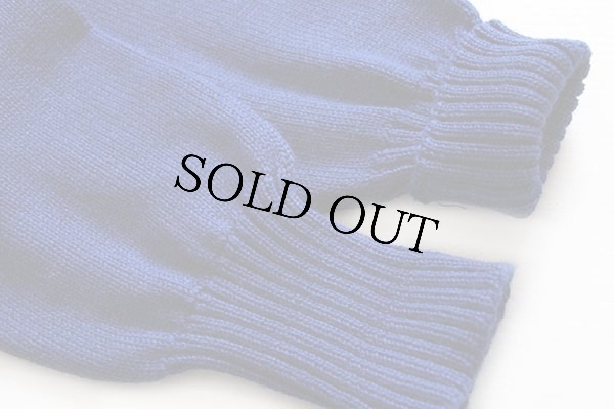 画像6: 60s Burean パッチ付き ウールニット レタードカーディガン 青 44 (6)