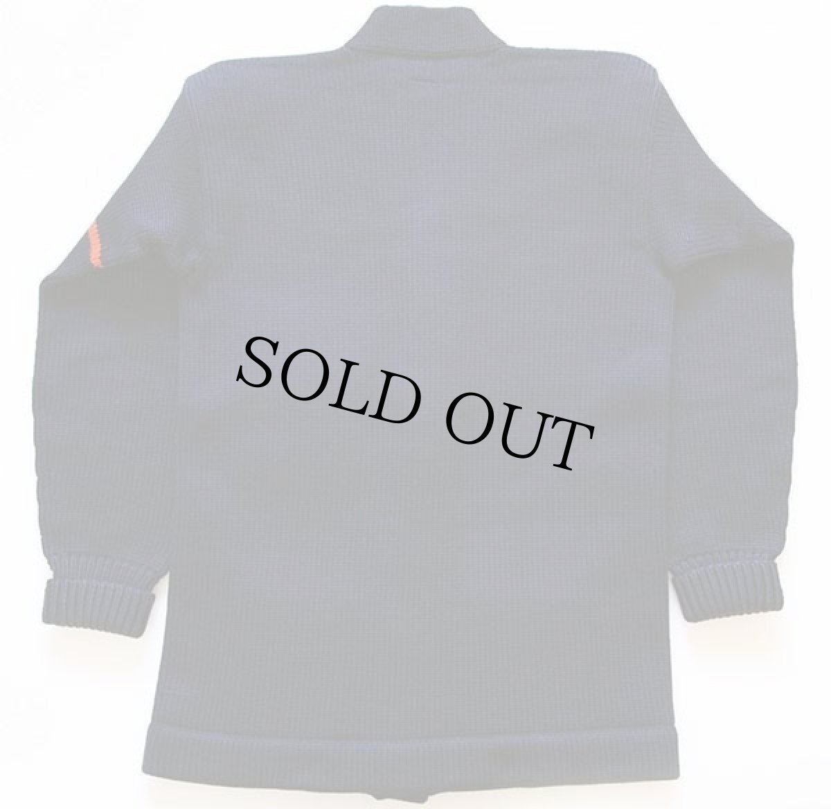 画像2: 40s NELSON KNITTING パッチ付き ローゲージ ウールニット レタードカーディガン 紺 (2)