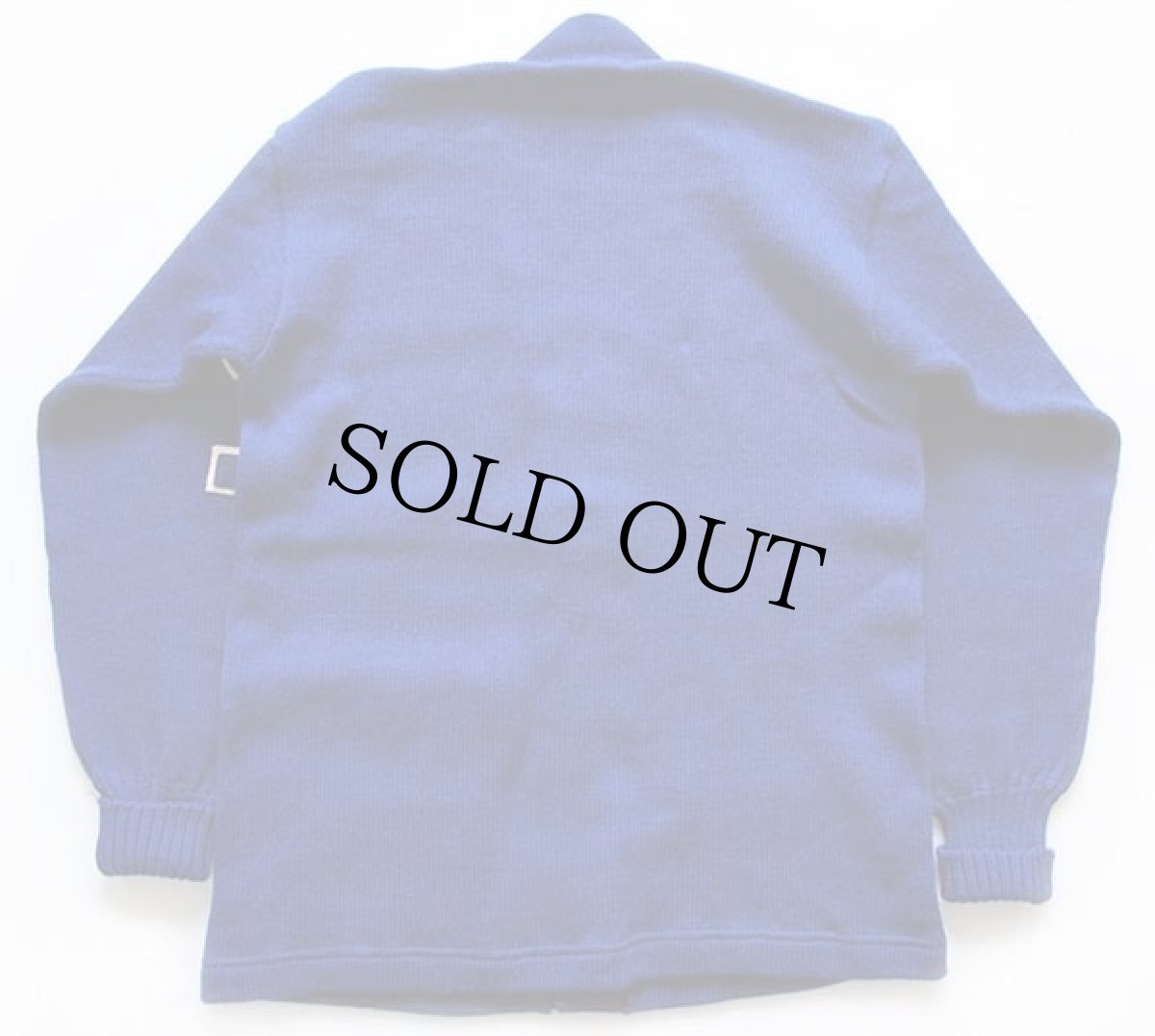 画像2: 60s Burean パッチ付き ウールニット レタードカーディガン 青 44 (2)