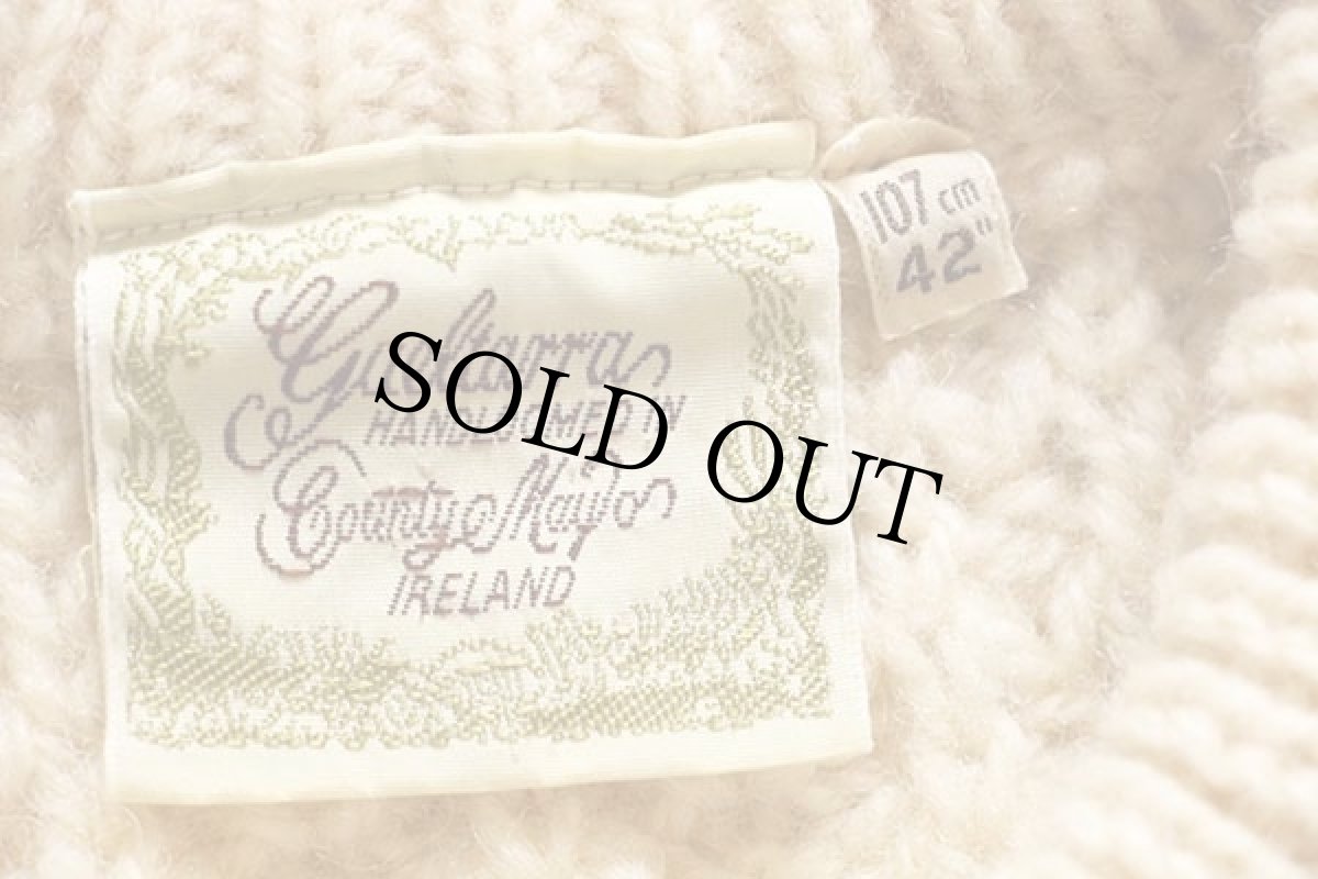 画像4: アイルランド製 gaeltarra ケーブル編み ウール ハンドニット セーター ナチュラル 42★フィッシャーマン (4)