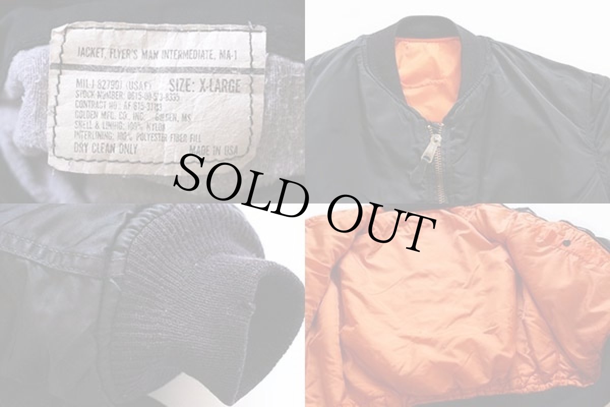 画像3: 90s USA製 GOLDEN MFG MA-1 フライトジャケット 黒 XL (3)