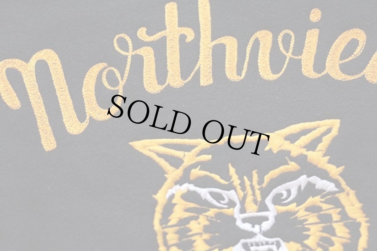 画像5: 90s USA製 DeLONGデロング タイガー チェーン刺繍&パッチ付き メルトン ウール 袖革スタジャン 黒 XL (5)