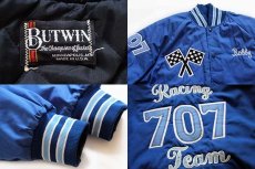 画像3: 80s USA製 BUTWINバトウィン レーシングチーム チェッカーフラッグ チェーン刺繍&パッチ付き 中綿入りジャケット 青 (3)